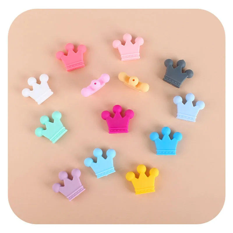 2ps Baby Pacifier Chain Accessories Baby Molar Bracelet Anti-dropping Nipple Pacifiers Accessories DIY Crown Silicone Beads
