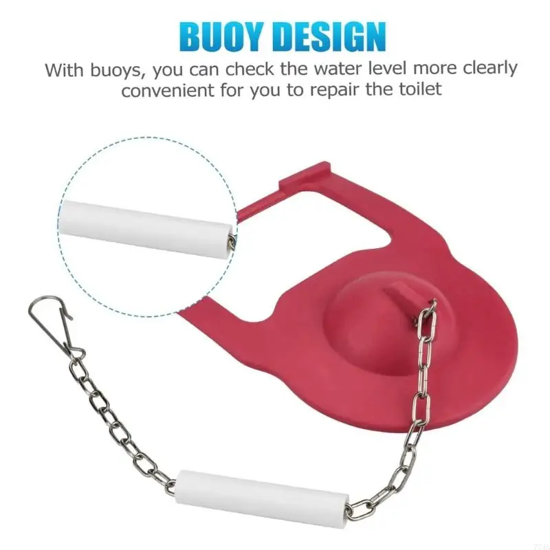 77JA 2Pcs Toilet Flapper Replacement Water Saving Toilet Flapper with Stainless Chain