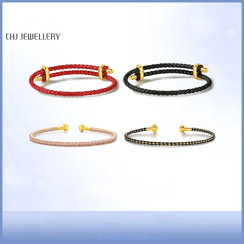 Chaohongji 핑크 블랙 골드 C 타입 팔찌 블랙 레드 짠 운반 스트랩 팔찌 DIY 밧줄로 장식 된 액세서리 조절 가능