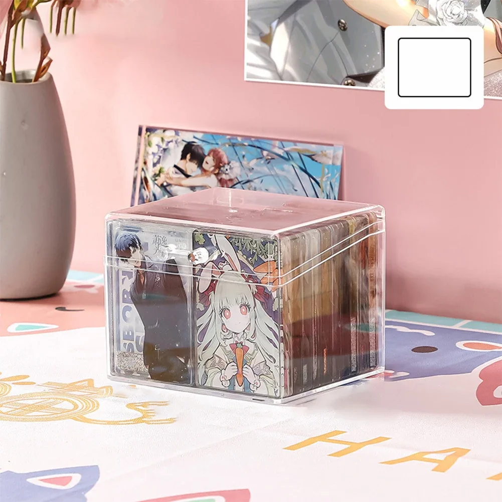 תיבת אחסון כרטיסים אקרילית שקופה יכולה להחזיק 400 כרטיסיות עם תיבת תצוגה עם 1/2/4 מחיצות לכרטיסי משחק