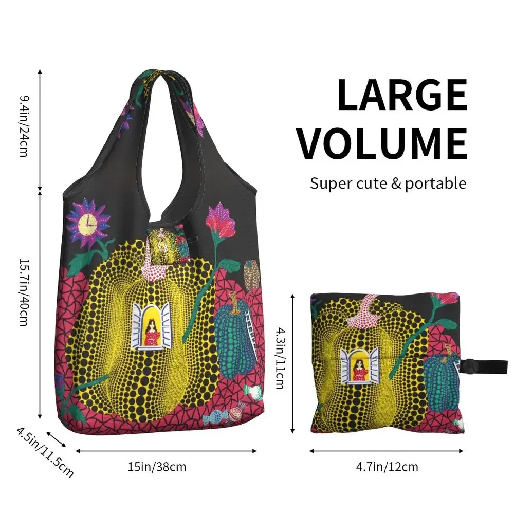 Yayoi Kusama Abstract Painting Grocery Shopping Bag Shoulder Tote Bag Big Capacity Portable Handbag