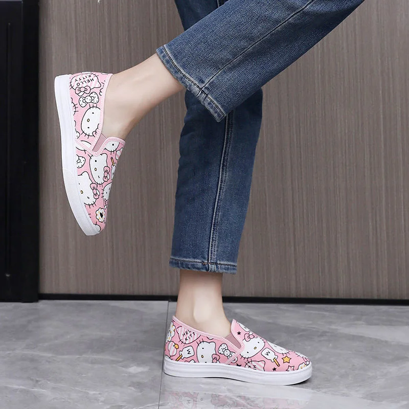 Sanrio Hello Kitty Pink Canvas Shoes Cartoon Casual Cute Slip-On Japanese Korean Style Aesthetic Flat Shoes Y2k Breathable Shoe 5