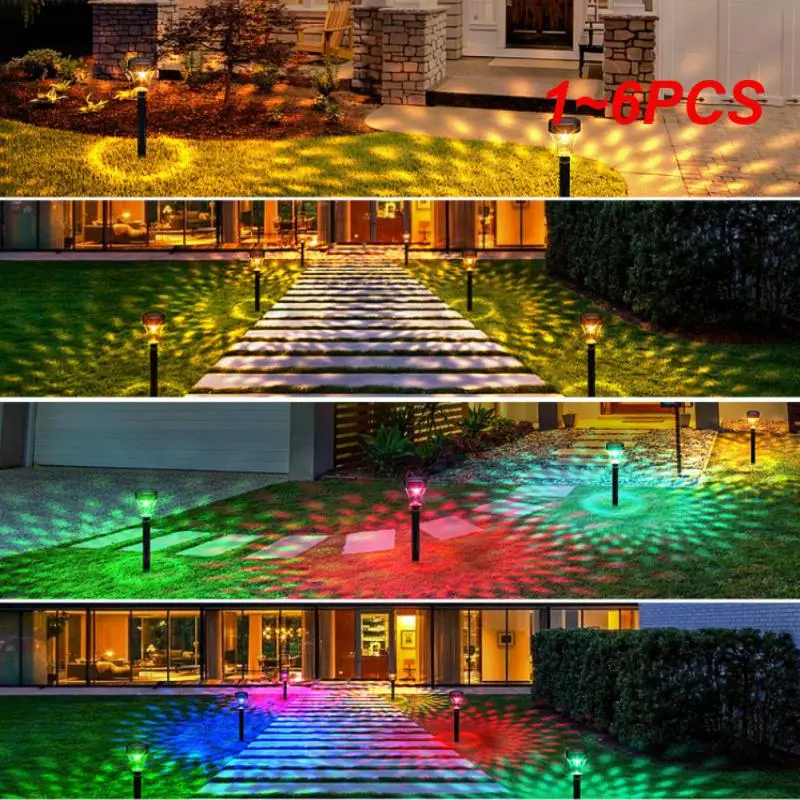 

1~6PCS Solar Led Garden Light Outdoor Light Control Waterproof RGB Landscape Lights Pathway Yard Decoration Solar Power Lawn