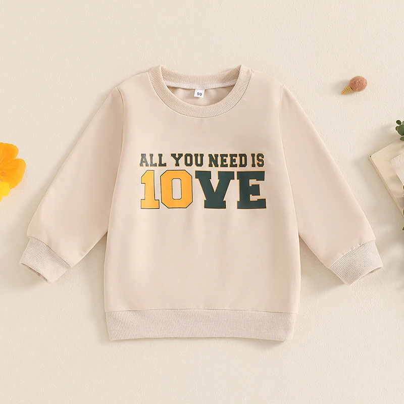 -06-13 Lioraitiin 1-5Y Autumn Toddler Kids Boys Sweatshirt Long Sleeve Crew Neck Letters Print Pullover Tops