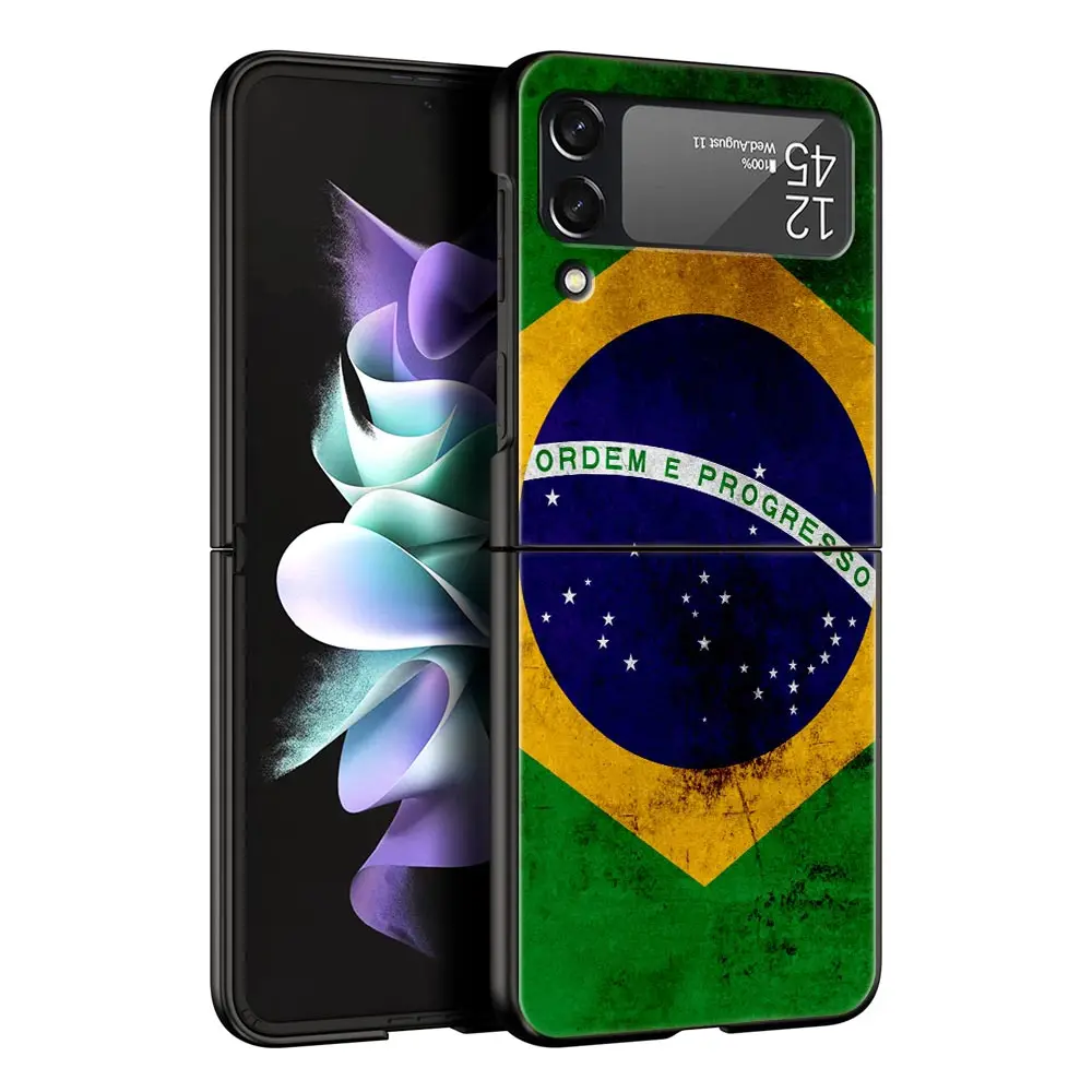 Brazil Flag Themed Black Folding Phone Case - Durable Hard Shell Cover