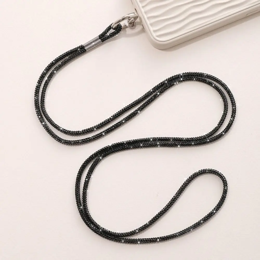 Elegant Rhinestone Phone Lanyard with Glitter Crystal Case and Anti-Loss Strap Keychain