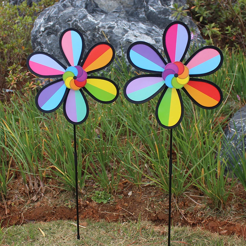 Rainbow Garden Windmill Pinwheel Decor 1