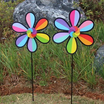 Rainbow Garden Windmill Pinwheel Decor 1