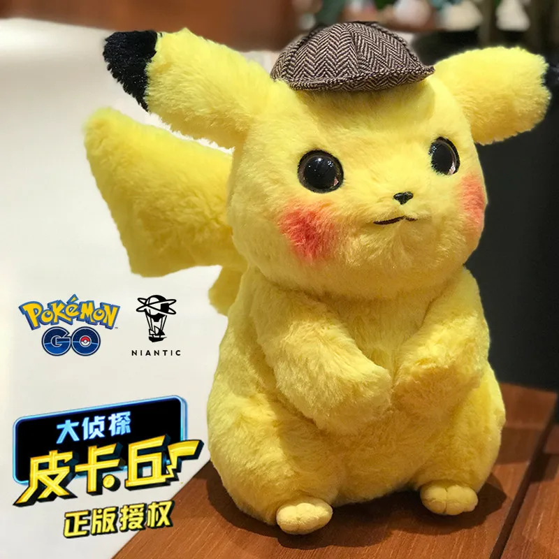 

Pokemon Genuine Cartoon Cute Detective Pikachul Plush Doll Home Sofa Pillow Comfortable Children's Toy Girl Gift
