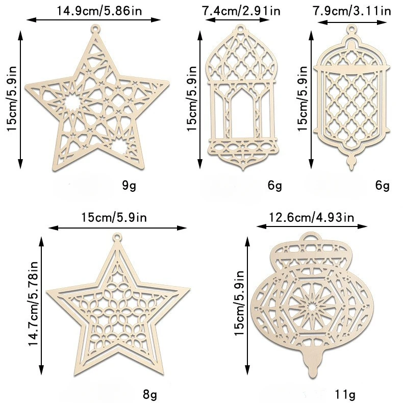 2D Flat Golden Ramadan Wall Pendant Eid Hanging Acrylic home Decor Eid Al Fitr Muslim Islamic Party Supplies Eid Al Adha Gift 2