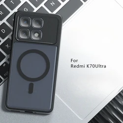 ELVEV Magnetic Shockproof Matte Case - Anti - Fingerprint Back Phone Cover for Redmi K70 Ultra (Black -with Magnet)