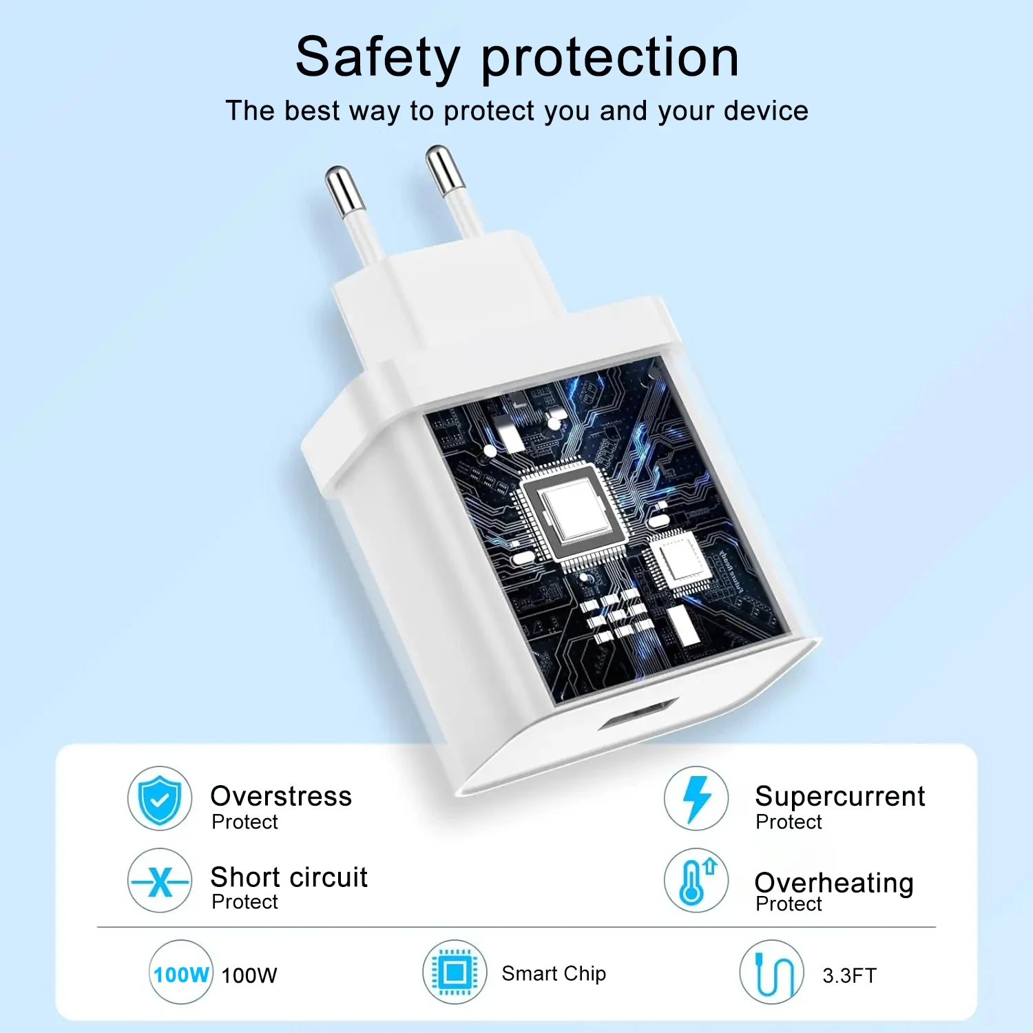 High-Power 100W SuperVOOC Fast Wall Charger with 2M USB Type-C Cable