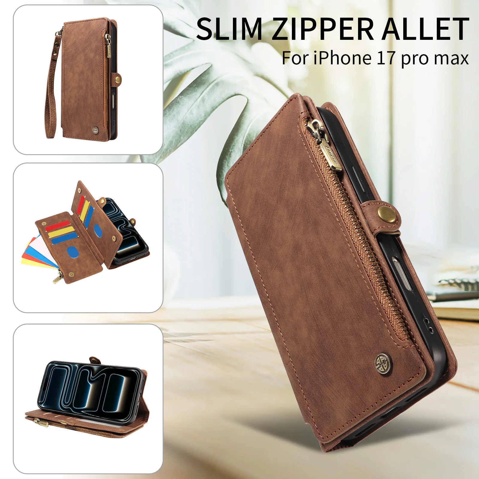 Premium PU Leather Wallet Phone Case with Card Slots & Magnetic Flip Closure, RFID Blocking