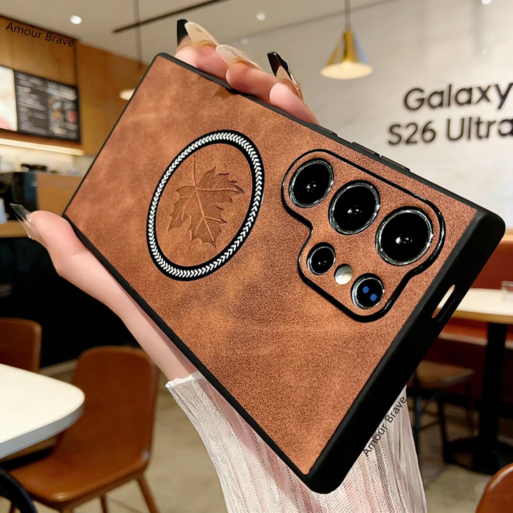Vintage-Style Leather Phone Case with Magnetic Charging Compatibility