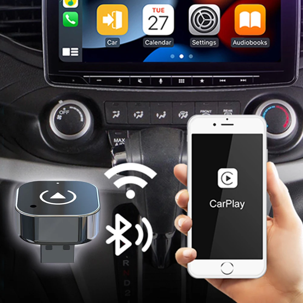 Wireless CarPlay Android Auto Adapter Black ABS PC