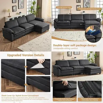 Convertible Cloud Linen Loveseat Set 1