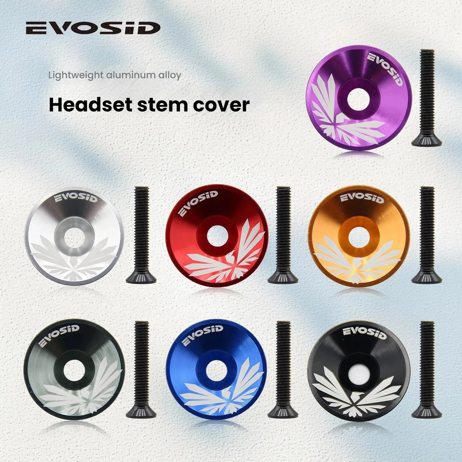 Bike Stem Cover EVOSID Aluminium Alloy Stem Top Cap 5.8g Ultra Light Headset Cover With Screw for 28.6mm Front Fork