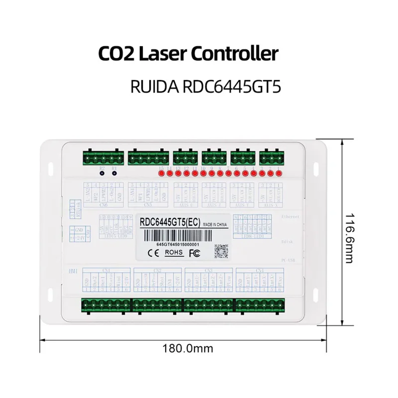 Ruida Controller 6445GT Touch Screen Color for Co2 Laser Engraving Cutting Machine touch screen, 5-7-inch optional