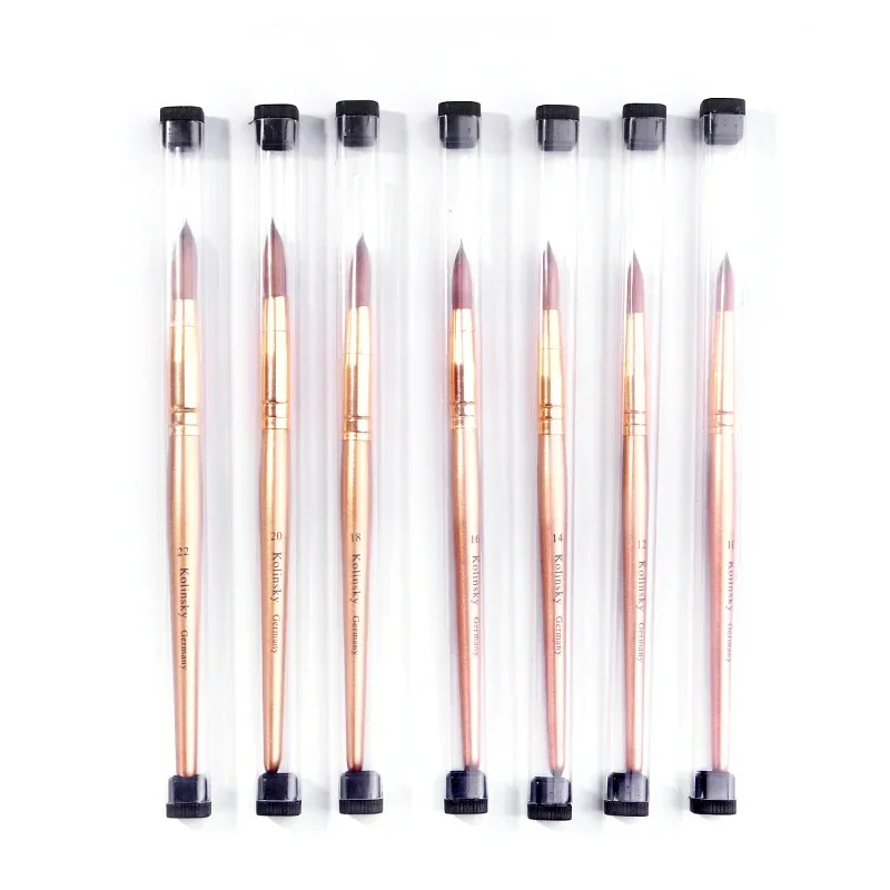 TIANMI Kolinsky Acrylic Nail Brush Art Nail Extension UV Gel Builder Tools Golden Nail Brushes Manicure Coating Drawing Pen 5