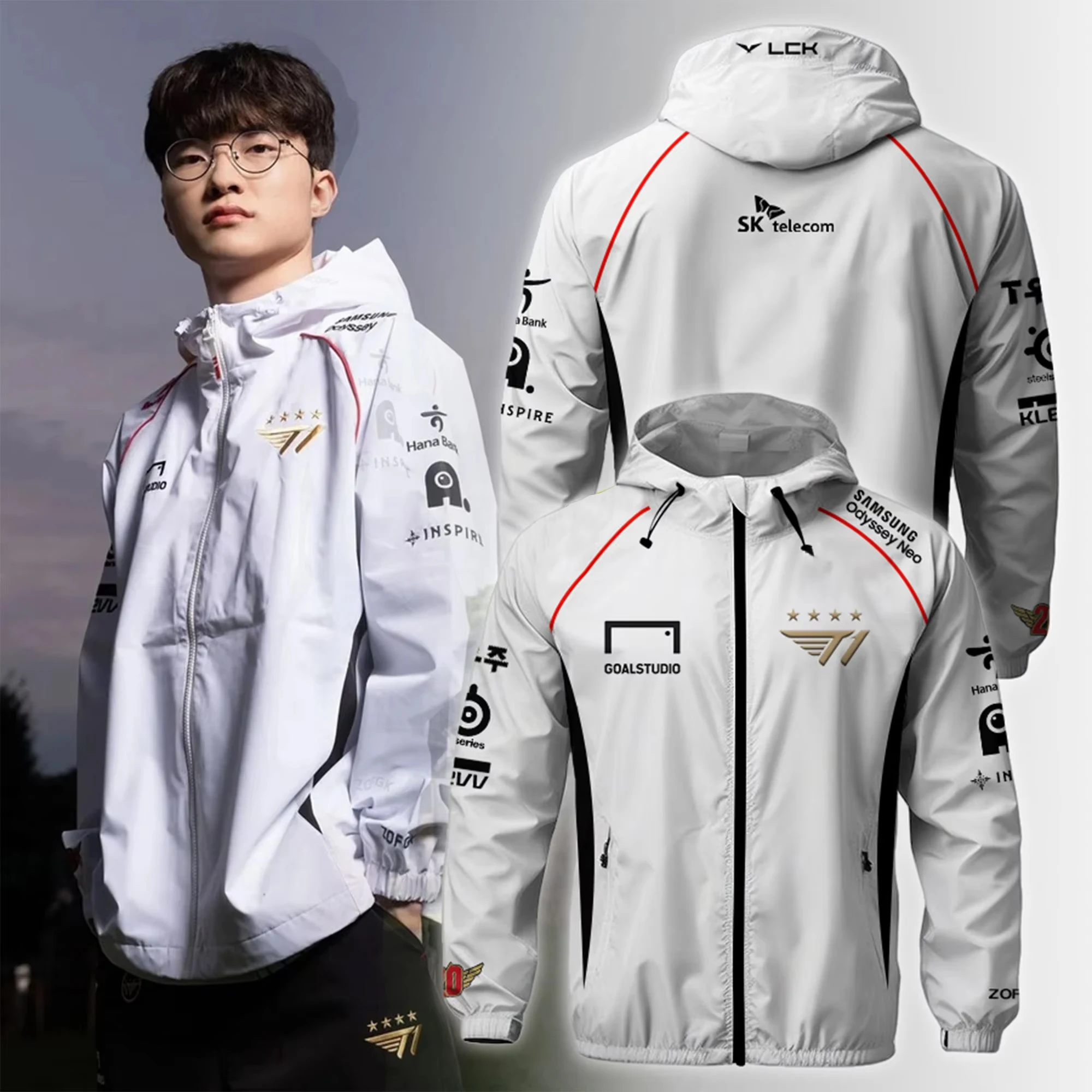 HardsheT1 Worlds Uniform Esports Team Jersey LOL Games Faker Fan Support Unisex Oversized Hooded Jacket,esports jacket