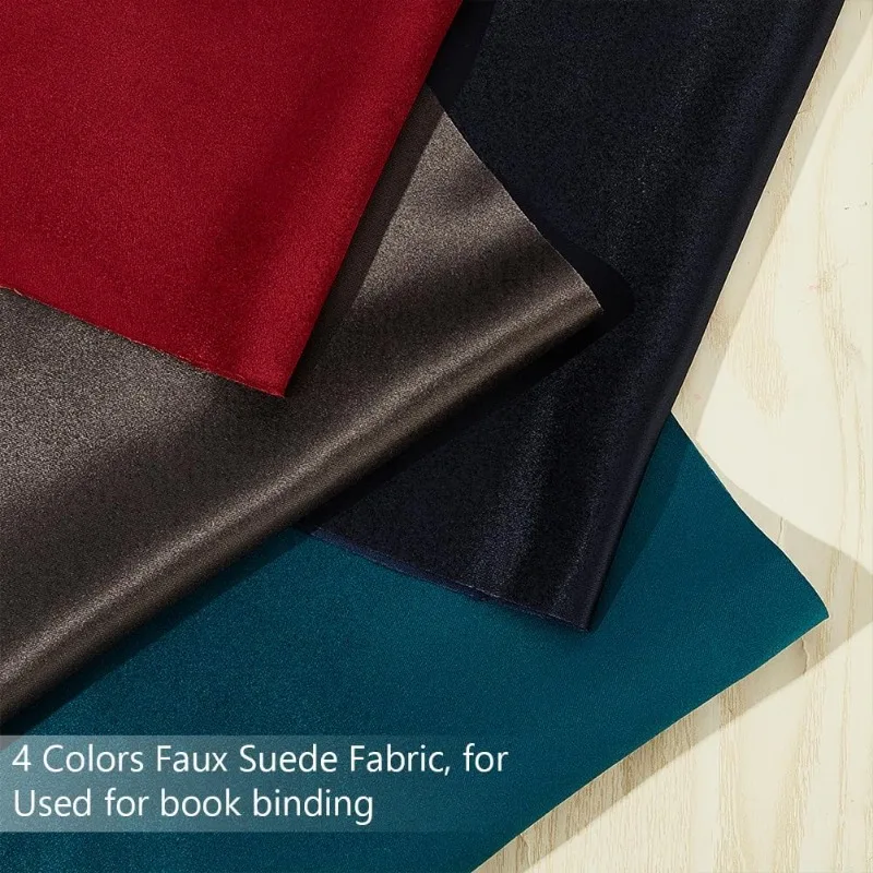 4pcs 4 Colors Notebook Binding Cloth 19.7x17.1 inch Faux Suede Bookcover Fabric DIY Notebook Cloth Protective Cover Bookbinding
