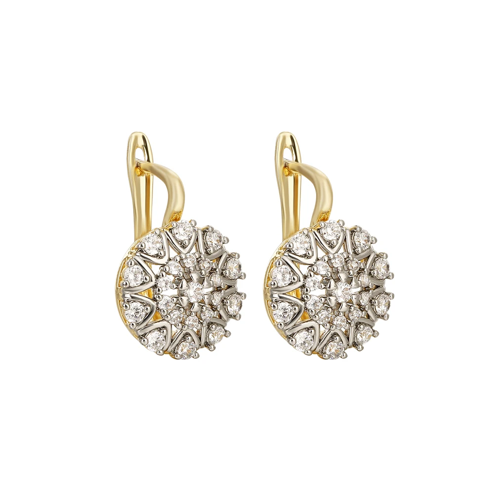 Kristall eingelegtes eingebettetes vermikuliertes Design Ohrringe Ring Schmuckset verkupfert 14K Gold exquisites Modegeschenk – Detail 7