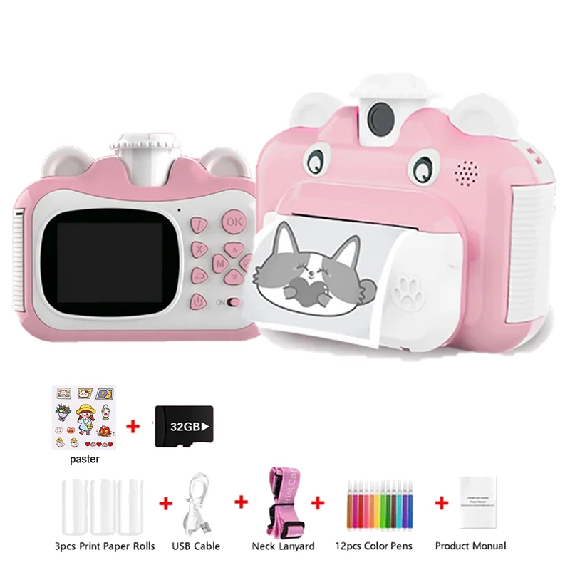 

Kids Instant Print Camera For Baby Boys girls 1080p HD Mini Camera With Thermal Photo Paper Toys Digital Camera Gifts toys