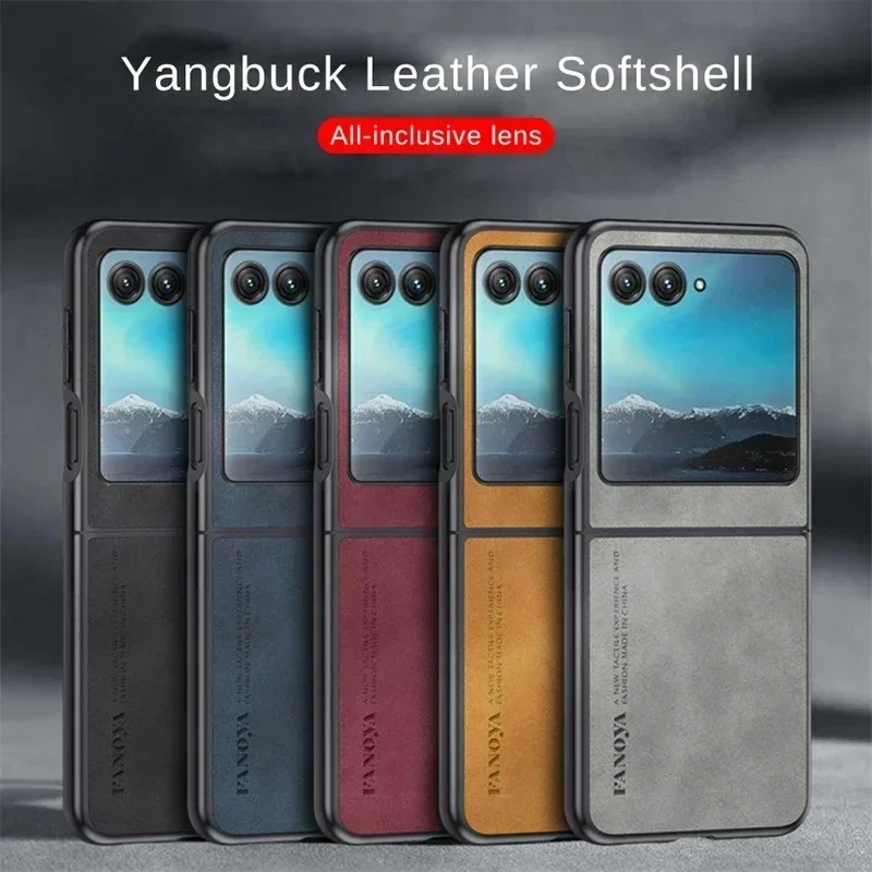 Premium Sheepskin Leather Flip Phone Case with Shockproof Bumper Protection
