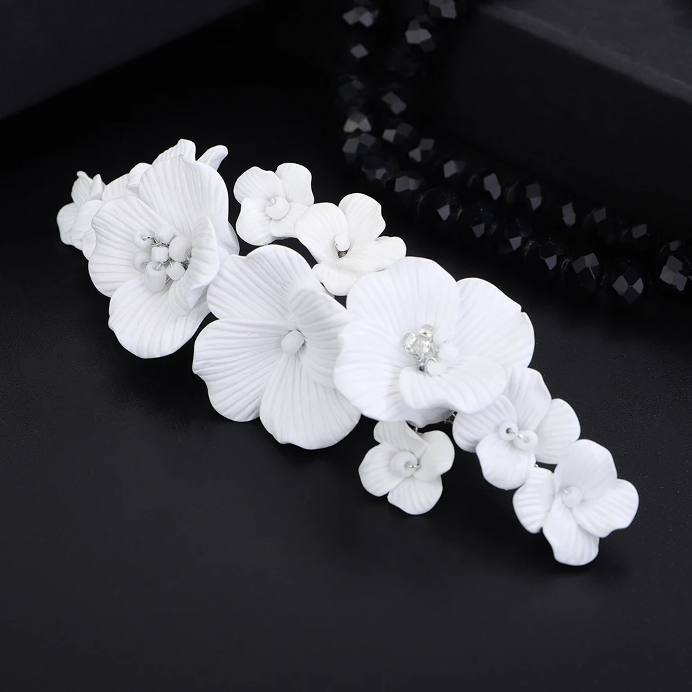 Flower Headpiece Women Bridal Hair Clip Party Headdress Wedding Hair Accessories Crystal Tiaras