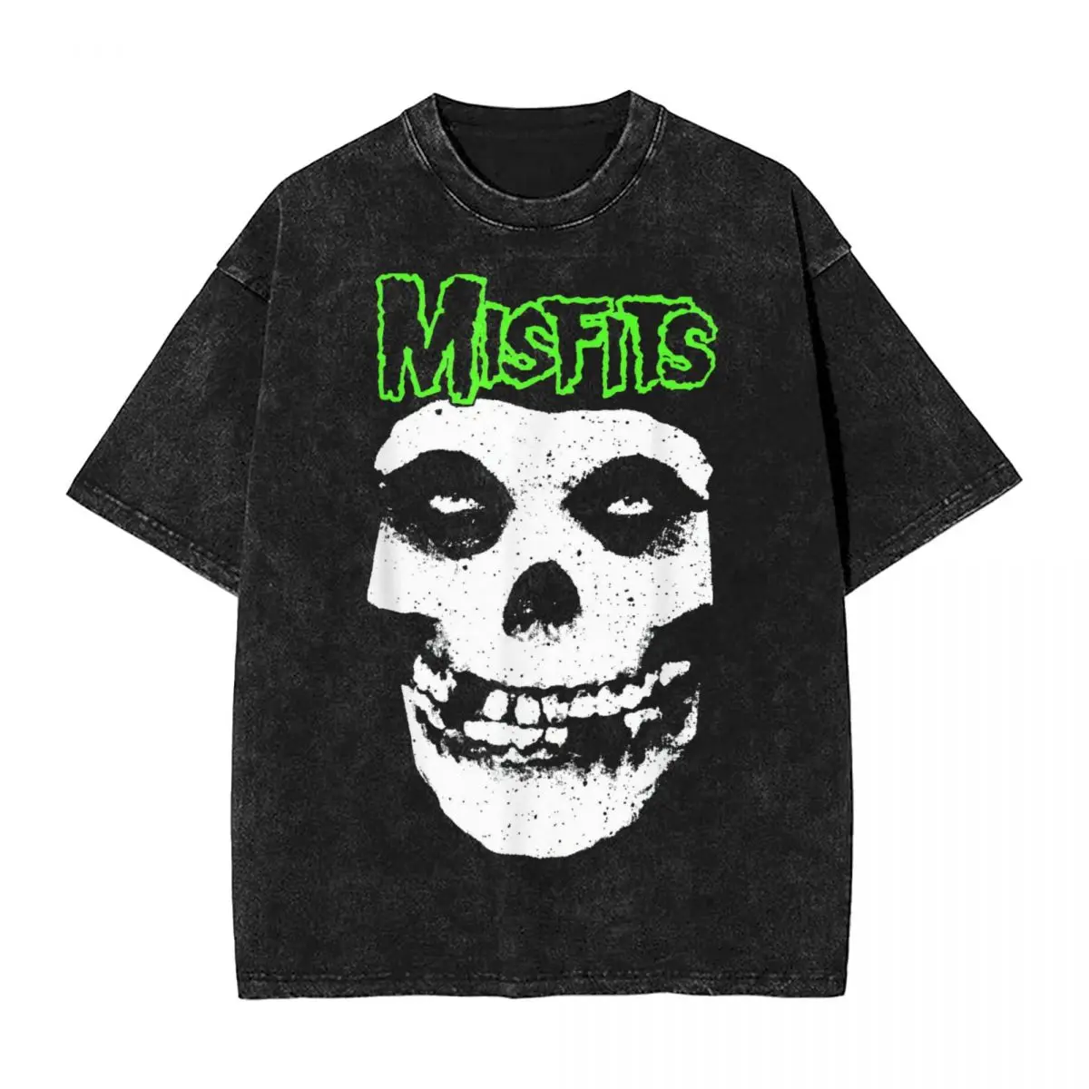 Misfits-Green-Skull-Washed-T-Shirt-Streetwear-Hip-Hop-Retro-T-Shirt ...