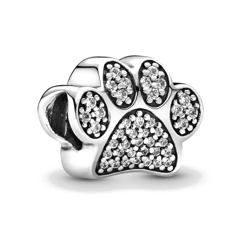 2024 New White Pave Dog Pave Wing Pendant  Diy 925 Sterling Silver Plated Bead Fit Chain Bracelet Bangle Jewerlry Accessories