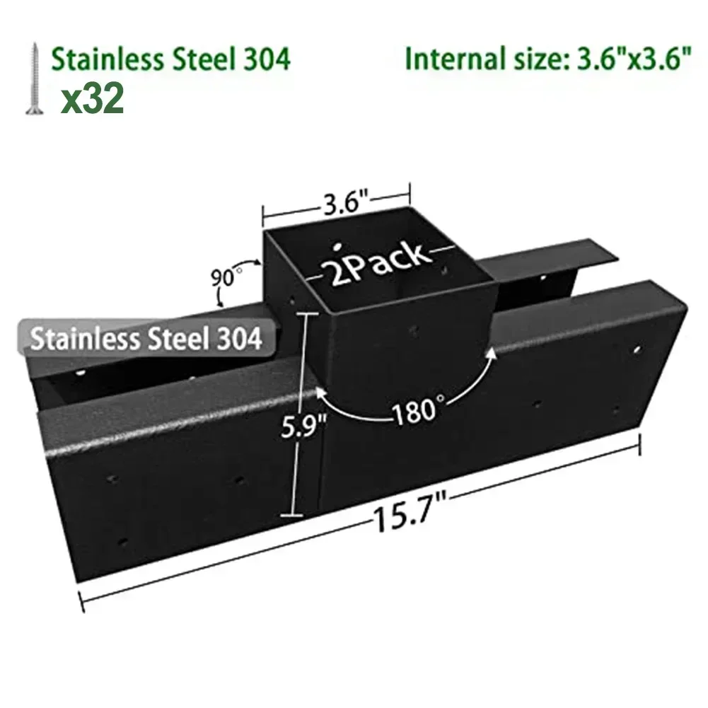Kit di staffe per pergola ad angolo retto a 3 vie per impieghi gravosi 4x4, kit fai da te per pergola da costruire (4 pezzi