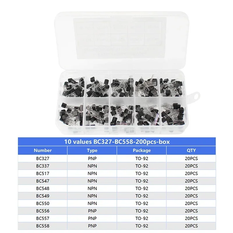50-900pcs BJT Transistor Kit A1015 BC327 BC337 C1815 S8050 S8850 2N2222 2N2907 2N3904 2N3906 TO92 PNP NPN Triode Transistors Set 4