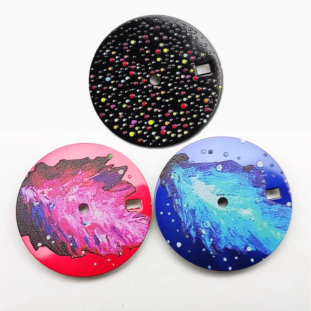 

2024 New Creative 28.5mm Watch Dial No Luminous Watch Faces for NH35 NH36 4R Movement Mechanical Black/Blue/Red NH35 Dial Parts