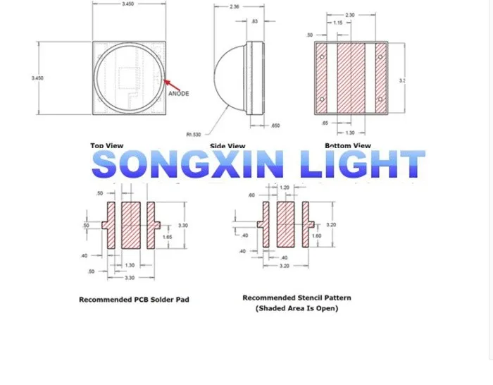 REE XLamp XP-E 시리즈 쿨 화이트 고출력 LED 3535, 3W 쿨 화이트, 139LM, 350Ma-1000Ma XPEWHT-L1-WCO-R3-0-07, 50 개