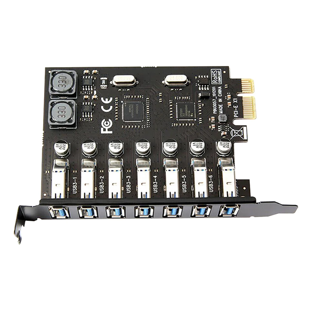 데스크탑용 USB 3.0 PCI-E 확장 카드 어댑터, 외부 컨트롤러, PCI 익스프레스 카드, 7 포트, USB 3.0 허브 어댑터