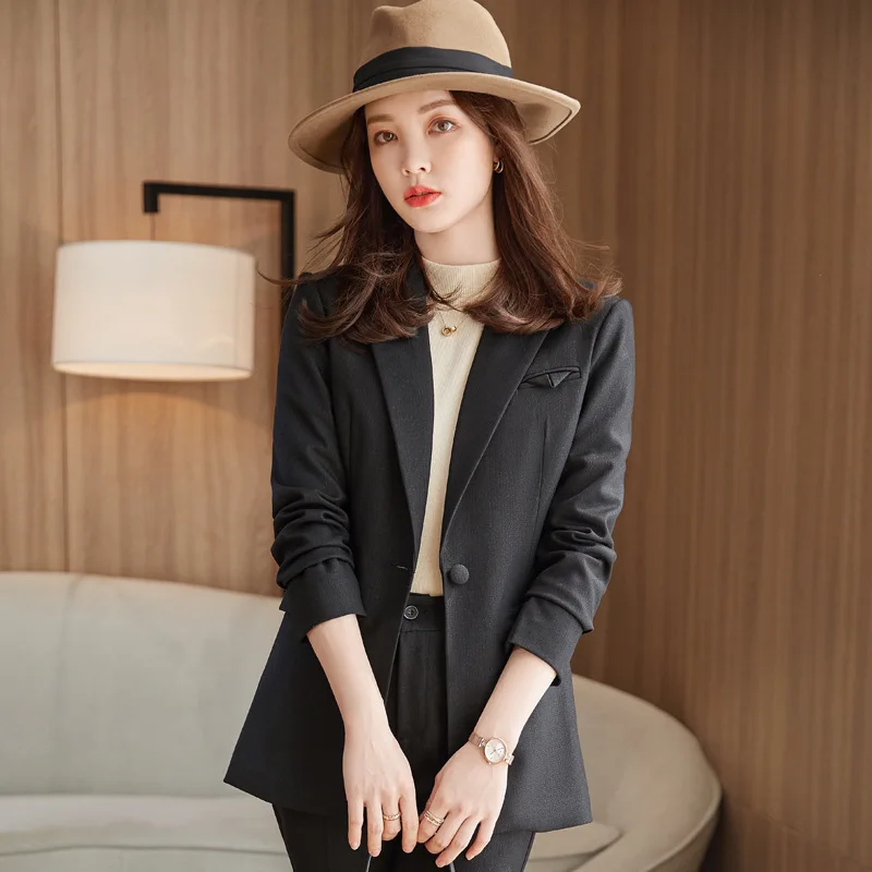 

Black Suit Jacket for Women Spring and Autumn New High Sense Slim-Fitting Suit Suit Temperament Professional Tailored Suit Work