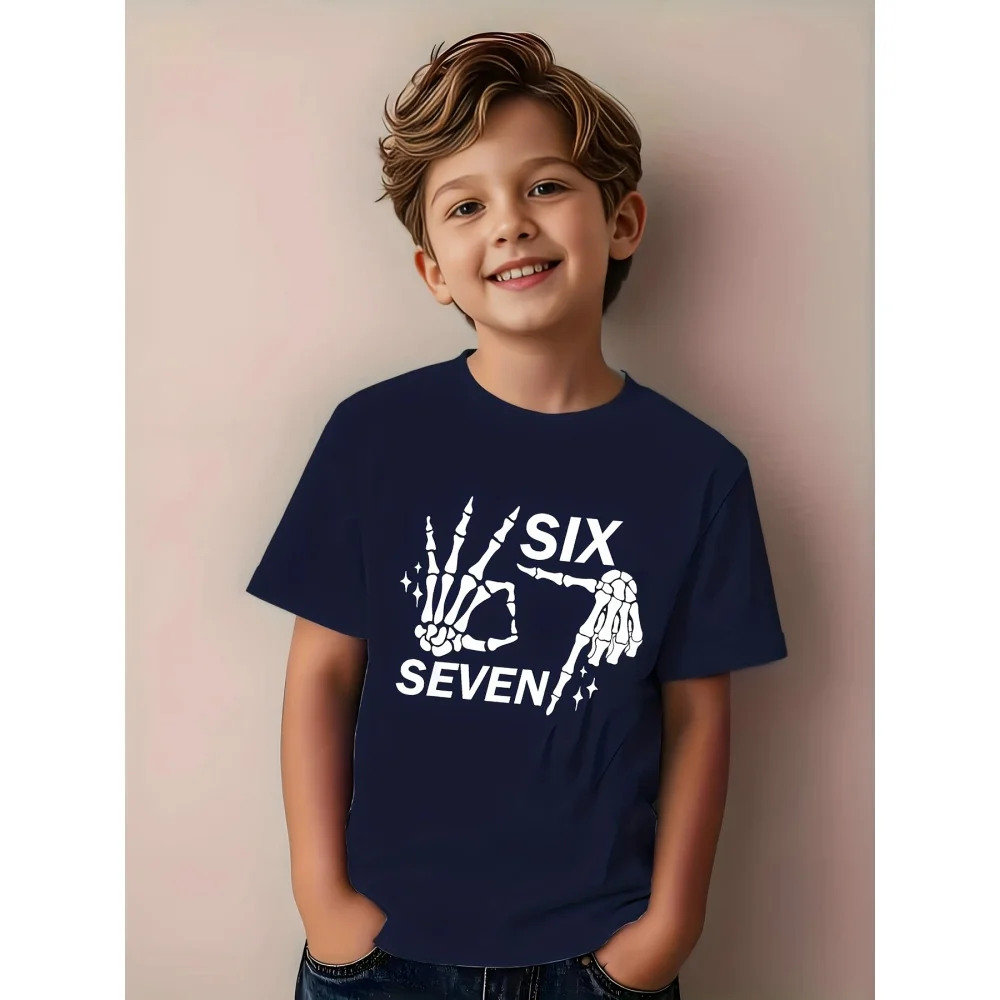 تي شيرت 67 Six Seven Italian Brain Rot Math Joke تي شيرت مضحك كاجوال بأكمام قصيرة وياقة مستديرة تي شيرت صيفي مريح للأطفال