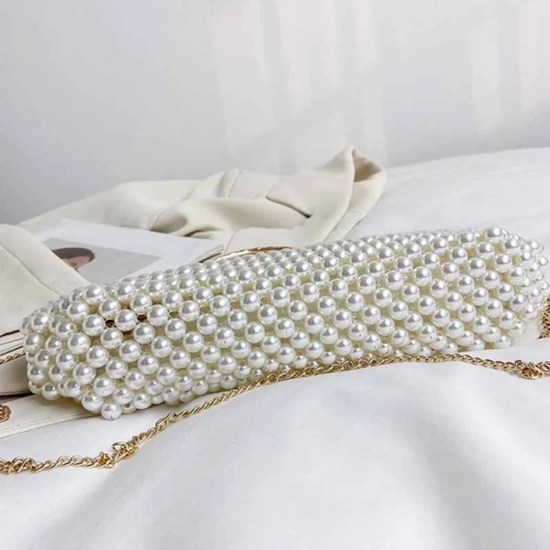 Luxury Pearl Bride Party Evening Clutch Bag Women Wedding Purses And Handbags Shell Small Shoulder Chain Bag White Sac A Main