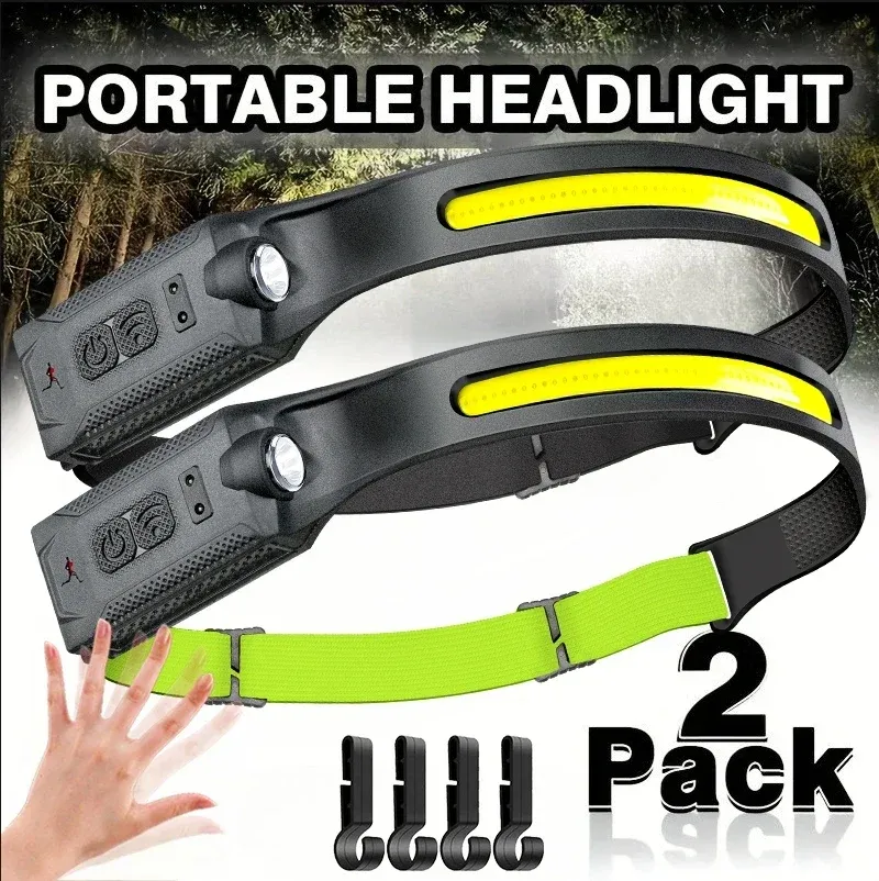 Rechargeable Headlamp Built-in Battery LED Sensor Flashlight 5 Lighting Modes Camping Fishing Running Headlight Emergency Lamp