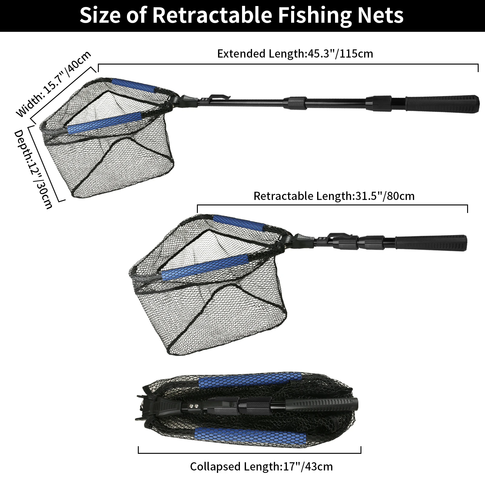 Fishing Landing Net Aluminum Alloy Durable Telescoping Extend to 190cm/130cm/55cm Folding Mesh Safe Fish Catching Releasing image 61