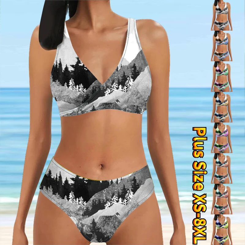 

2023 New Summer Women's Fashion Beach Swimwear Swimwear Women's Two Piece Swimwear Women's New Design Printed Bikini Swimwear