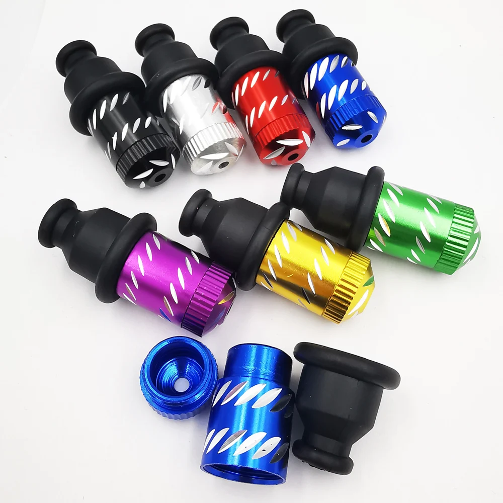 Tobacco Smoking Accessories 1/5Pcs/Lot Aluminum Alloy Nipple Smoking Pipe with Rubber Mouthpiece Mixed Color