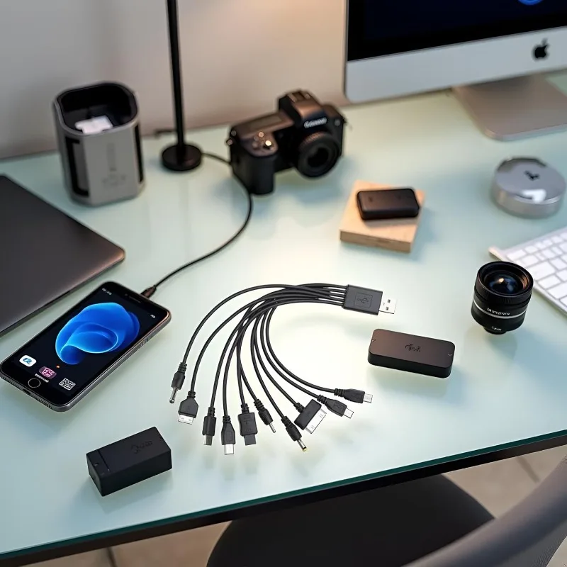 10-in-1 멀티 핀 충전 케이블 다기능 USB 어댑터 데이터 충전 와이어 코드 이어폰 스피커 MP3 플레이어용 범용