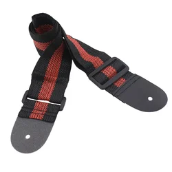 Adjustable Ethnic Style Embroidered Guitar Strap - Premium Polyester and Cotton Blend (GS - 01 Red)