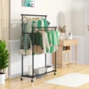Double Rod Clothing Garment Rack on Wheels, 45 Inches Clothes Rack with Mesh Bottom Shelf for Hanging Clothe 3