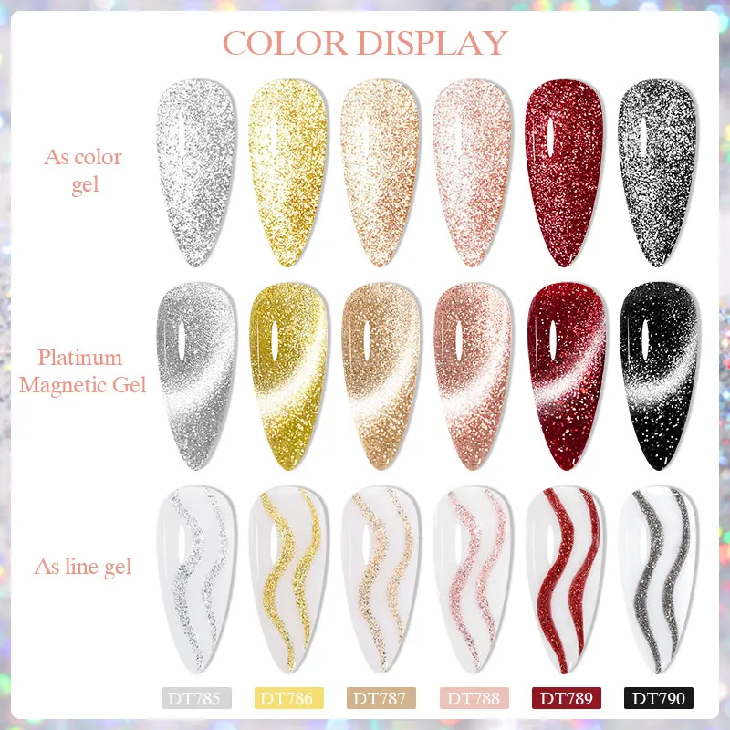 12pc Glitter Cat Magnetic Gel Set Cat Gel Eyes Polish Holographic Reflective Semi Permanent UV Gel Soak Off Sparkling Nail Art 5