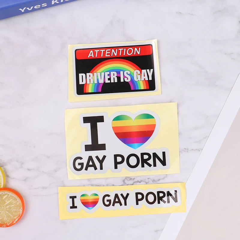 Reflective I Love Gay Porn Humorous Car Decal Sticker