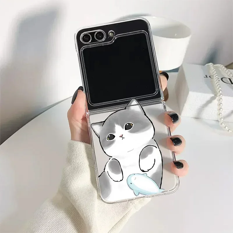 Whimsical Cartoon Cat Clear Phone Case - Transparent Cover
