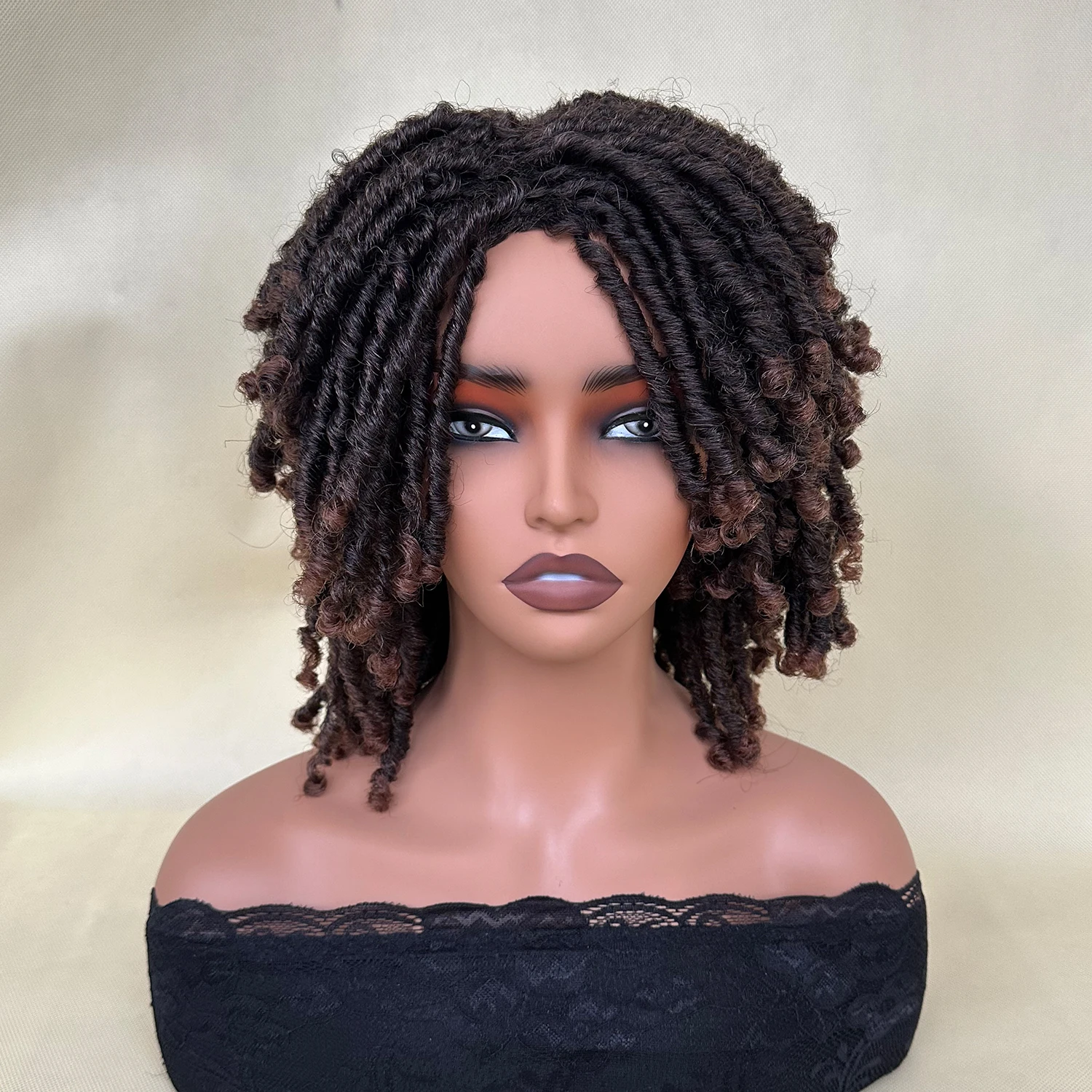 Short Dreadlock Wig Afro Crochet Twist Hair Wigs For Black Women Curly Synthetic Naturel Soft Faux Locs Wig